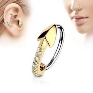 Piercing Ohr Nase Ring Pfeil Golden Besetzt Mit Strasssteine - Bild 1 von 1