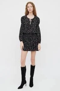 Anine Bing Martha Black Silk Star Print Dress Size M excellent like new - Picture 1 of 10