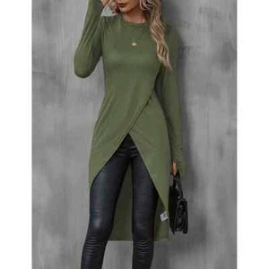 Summer Womens Long Sleeve Blouse High Slit Cocktail Dress Long Top Tunic Shirt - Picture 1 of 27
