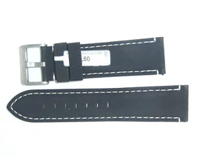 "Reloj FLUCO Alemania Genuino Vintage Cuero Correa 24 mm Negro ""Woodstock" - Imagen 1 de 3