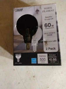 Feit Electric Dimmable Candelabra LED Light Bulb True White G16.5 5.5W/60W 3500 - Picture 1 of 4