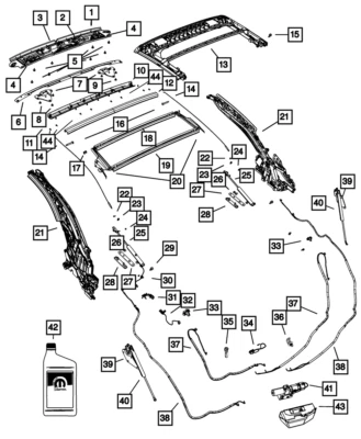 Cilindro hidráulico superior plegable derecho genuino Mopar 68026962AA Foto 1 de 4