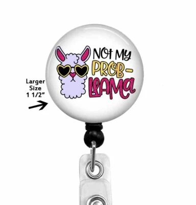 Carrete de Insignia, Porta Insignia de Identificación, No es Mi Pro-Llama, Lindo Clip de Insignia Retráctil, 919L Foto 1 de 4