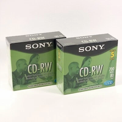 NEW SEALED Sony CD-RW Blank Media 10x 4x 700MB in Full Size Jewel Cases CDRW700L - Image 1 of 4