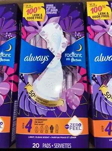 Always Radiant Overnight Pads mit Flügeln Größe 4 - 60 insgesamt - Bild 1 von 2