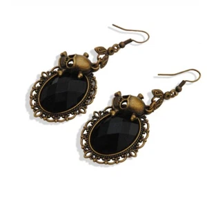 Crystal Red Earrings for Vintage Steampunk Dangle Drop Earring Jewelr - Picture 1 of 13