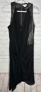 Helmut Lang Asymmetrical Silk Viscose lamb leather sleeveless midi dress sz 4 - Picture 1 of 6