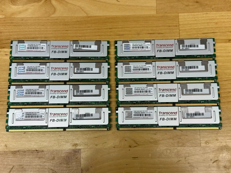 Transcend 8x1GB DDR2-667 PC2-5300 FB-DIMM ECC Registered Buffered Server RAM - Image 1 of 4