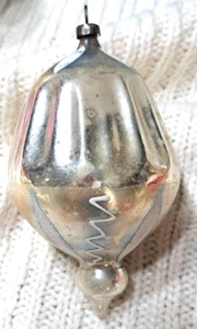 Antique W. Germany Mercury Glass Christmas Ornament Silver White Top Teardrop - Picture 1 of 5