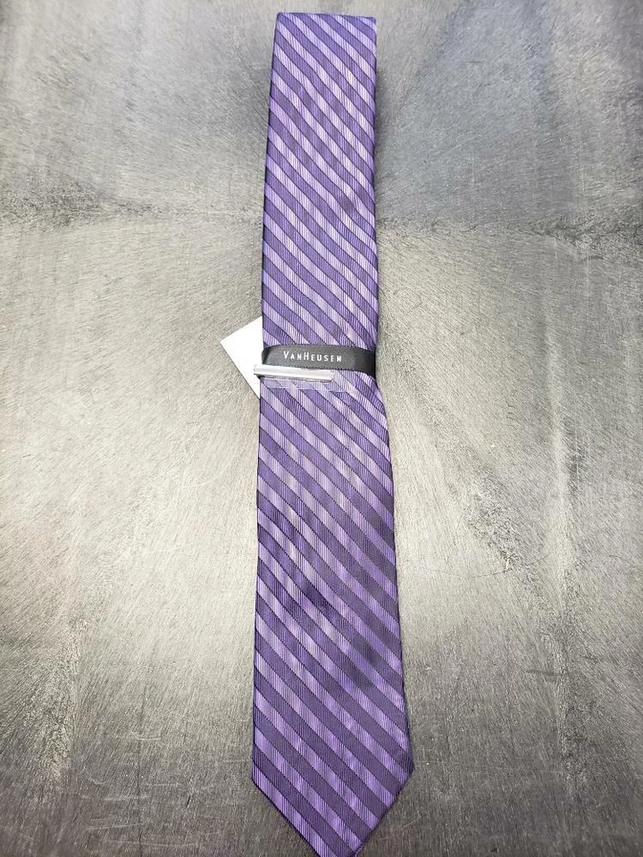 VanHeusen Tie Purple Stripe - Image 1 of 1