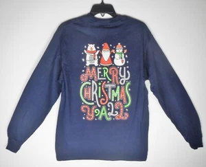 Southern Y'all Women Christmas in the South Navy Characters Long Sleeve T-Shirt - Picture 1 of 3