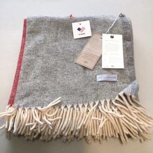 Cannon River 100% Wool Throw Handcrafted in USA Gray / Red 50” X 60” - Picture 1 of 3