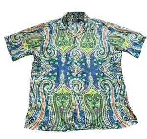 Polo by Ralph Lauren Vintage Caldwell Shirt Silk Paisley Button Down sz M FLAW - Picture 1 of 6