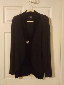 CHICO's Travelers Chaqueta Punto Terciopelo Negro Antiarrugas Mujer Mediana - Imagen 1 de 4