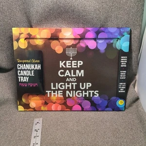Bandeja de velas Janucá Menorá “Mantén la calma y ilumina las noches” - Imagen 1 de 8