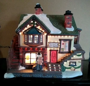 Huntington Porcelana Fibra Óptica Antigua Tienda Navidad Pueblo Exhibición Casa CC - Imagen 1 de 15