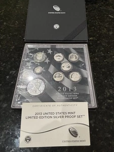 2013-S, W Limited Edition Silver Proof 8 Coin Set. W/LOW MINT 2013W SLVR Eagle! - Picture 1 of 5