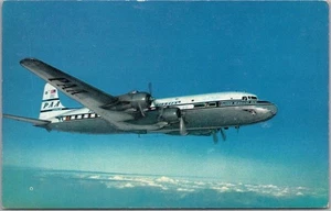 PAN-AMERICAN WORLD AIRWAYS Advertising Postcard "Super-6 Clipper" c1953 Unused - Picture 1 of 2
