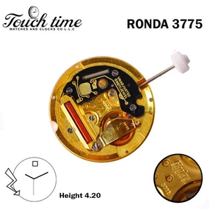Ronda Harley 3775 Swiss Watch Movement-Blue Date Disk at 12-3 Hands-H:4.20mm. - Picture 1 of 3