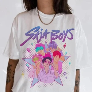 T-shirt ragazzo Kpop Saja, maglietta cacciatori, merchandiere cacciatori di demoni, camicia Kpop Huntrix, Sa - Foto 1 di 3