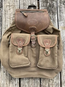 Vintage High Sierra Canvas Backpack Satchel Bag Brown Leather Trim Rare 18x15x7 - Picture 1 of 11