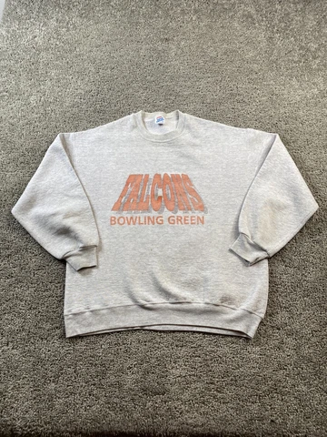 VINTAGE Bowling Green Falcons Sweatshirt Mens XL Gray Orange Crewneck BGSU 90s Cover