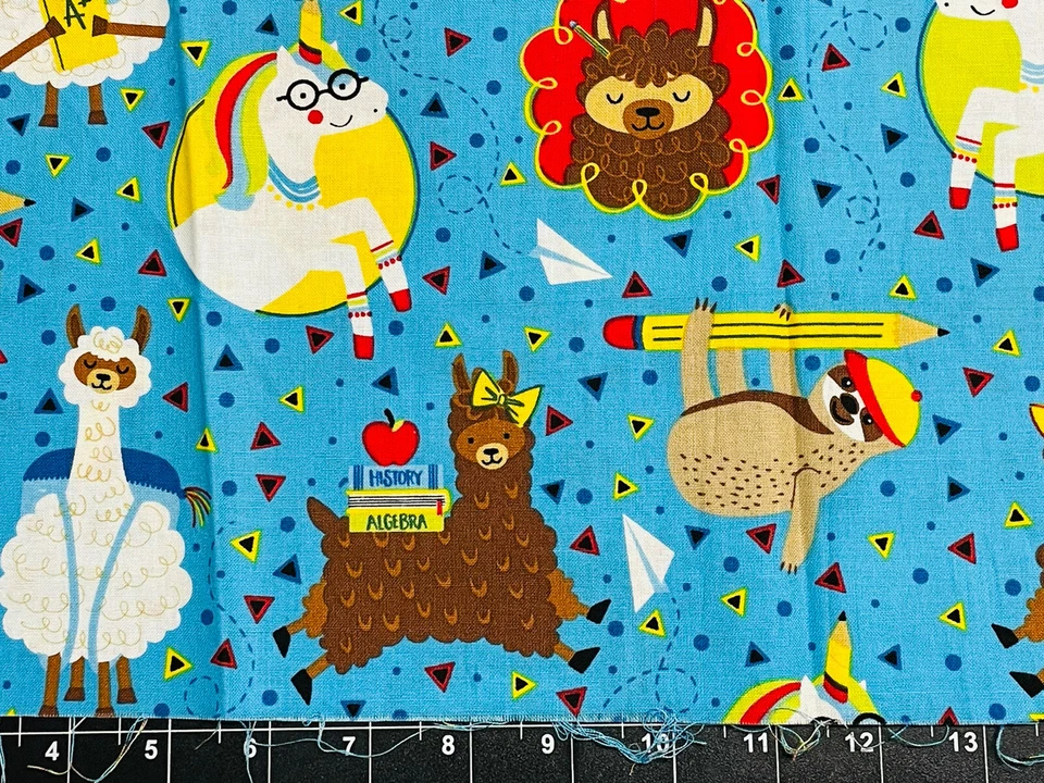 Lápiz Tina CHATARRA 7"x21" Llama Maestro Perezoso Escuela Granja Manzana Tela de Algodón Foto 1 de 1