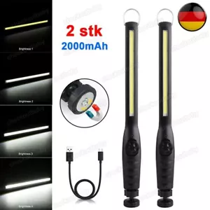2x COB LED KFZ Arbeitsleuchte Akku Magnet Werkstattlampe Handlampe Stablampe USB - Bild 1 von 12