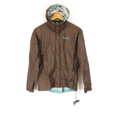 MARMOT Women Windbreaker Jacket Size XS Hooded Water Resistant Brown s5473 - Image 1 of 4