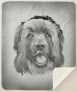 Leonberger Hunderasse Kunstporträt Profil Sherpa Vlies Überwurfdecke - Bild 1 von 5