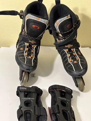 K2 Velocity M Rollerblades Inline-Skates Herren Größe 11,5 schwarz & orange mit Schutz - Bild 1 von 4