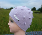 Lilac womens hat made of mink down by hand.Natural hat.Mink down hat.Beanie hat.