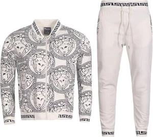 Men’s Printed All-Over Tech Designer Full Matching Jogging Suit Top & Bottom set - Picture 1 of 8