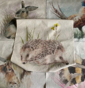 Fabric Panels Set of 5 Digitally printed Animals 80% Cotton 20% Polyester Linen - Picture 1 of 7