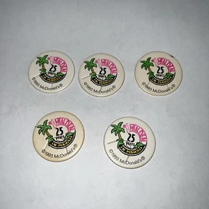 McDonald’s 25 Jahre auf Hawaii Milk Cap Slammer Pogs Sammlerstück 1993 5 Stück - Bild 1 von 2