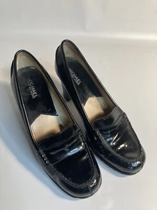 Michael kors womens black block Loafer heels 9 1/2 M - Picture 1 of 5