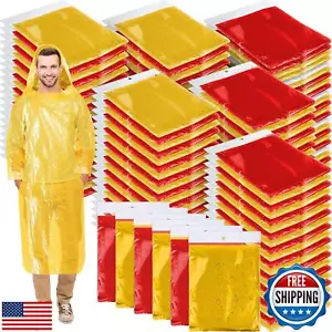 Handepo 150 Pack of Adult Rain Ponchos with Hood, Disposable Rain Ponchos, Pl - Picture 1 of 5