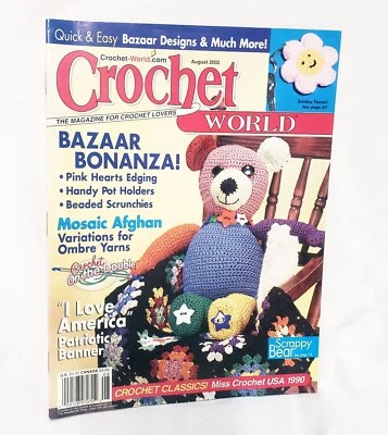 Crochet World Magazine Aug 2002 I Love America Patriotic Banner Pot Holders - Image 1 of 4