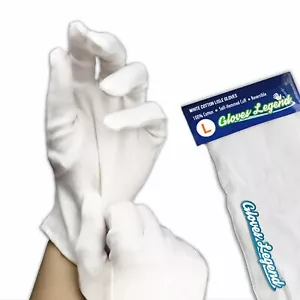 12 Pairs - Size Large - White Cotton Cloth Spa Moisturizing Gloves for Dry Hands - Picture 1 of 11