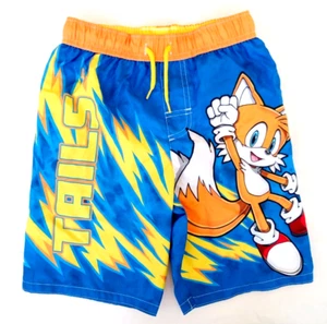 Sonic The Hedgehog Boys 7 Swim Trunks Water Shorts Drawstring TAILS - Picture 1 of 5