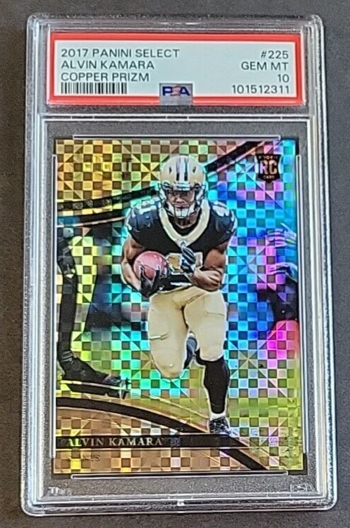 Alvin Kamara 2017 Select Copper Field Level Prizm RC #29/75 Rookie #225 PSA 10  - Image 1 of 4