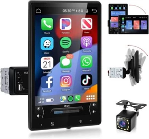 Autoradio GPS Carplay + Fotocamera Singolo 1 DIN Girevole 10,4" Touch Screen - Foto 1 di 22