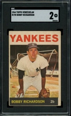 1964 Venezuelan Topps #190 Bobby Richardson Yankees SGC 2 GD LOOK! SL - Image 1 of 2