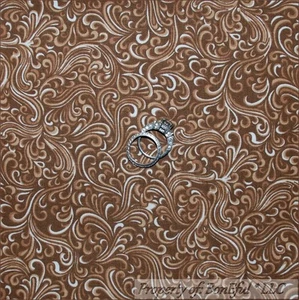 BonEful Fabric FQ Cotton Quilt Brown Tan Chocolate Coffee Calico Scroll Swirl US - Picture 1 of 12