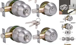 2 Sets alle gleichschließend Eingangstürknauf 2er Pack gleichschließend Riegelschloss Set gleichschließend - Bild 1 von 7