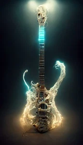 Leinwandbild Skelett E-Gitarre Fantasy Wandbild Poster Druck - Bild 1 von 22