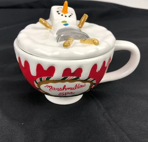 Tazza caffè ceramica Blue Sky Heather Goldminc Natale pupazzo di neve marshmallow spa - Foto 1 di 8