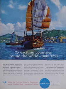 Pubblicità Stampa Originale Pan Am Airlines Jet Clipper Honk Kong Seafaring 1962 - Foto 1 di 2