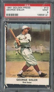1961 GOLDEN PRESS #13 GEORGE SISLER PSA 9 HOF *DS15730 - Picture 1 of 2