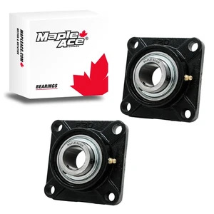 UCF207-20 Flange Bearing 1-1/4" Bore, 4-Bolt, Solid Base, 3 Lips Seal (Qty 2) - Picture 1 of 5